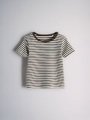 The Set 4 Pack Cropped Jersey Rib Short Sleeve T-Shirt Brown/Cream/Stripe - Image 4 of 6