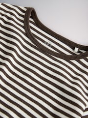The Set 4 Pack Cropped Jersey Rib Short Sleeve T-Shirt Brown/Cream/Stripe - Image 6 of 6