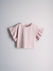 The Set 4 Pack Frill Sleeve Cotton T-Shirts Pink/Cream/Purple - Image 2 of 7