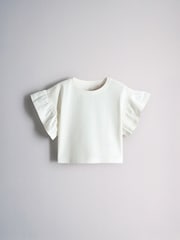 The Set 4 Pack Frill Sleeve Cotton T-Shirts Pink/Cream/Purple - Image 4 of 7