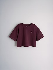 The Set 5 Pack Cropped Oversized T-Shirt with Embroidered Motif Pink/Purple/White - Image 10 of 13