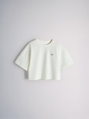 The Set 5 Pack Cropped Oversized T-Shirt with Embroidered Motif Pink/Purple/White - Image 11 of 13