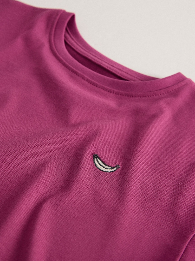 The Set 5 Pack Cropped Oversized T-Shirt with Embroidered Motif Pink/Purple/White - Image 13 of 13