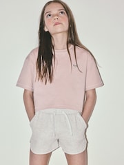 The Set 5 Pack Cropped Oversized T-Shirt with Embroidered Motif Pink/Purple/White - Image 3 of 13