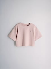 The Set 5 Pack Cropped Oversized T-Shirt with Embroidered Motif Pink/Purple/White - Image 7 of 13