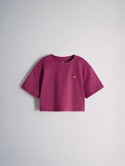 The Set 5 Pack Cropped Oversized T-Shirt with Embroidered Motif Pink/Purple/White - Image 9 of 13