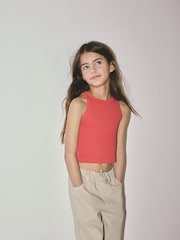 The Set 5 Pack Cropped Rib Vests Red/Blue/Stripe/Pink/Cream - Image 1 of 12