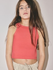 The Set 5 Pack Cropped Rib Vests Red/Blue/Stripe/Pink/Cream - Image 10 of 12