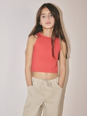 The Set 5 Pack Cropped Rib Vests Red/Blue/Stripe/Pink/Cream - Image 8 of 12