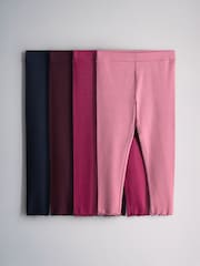 The Set 4 Pack Jersey Rib Leggings Pink/Navy Blue/Purple - Image 1 of 7