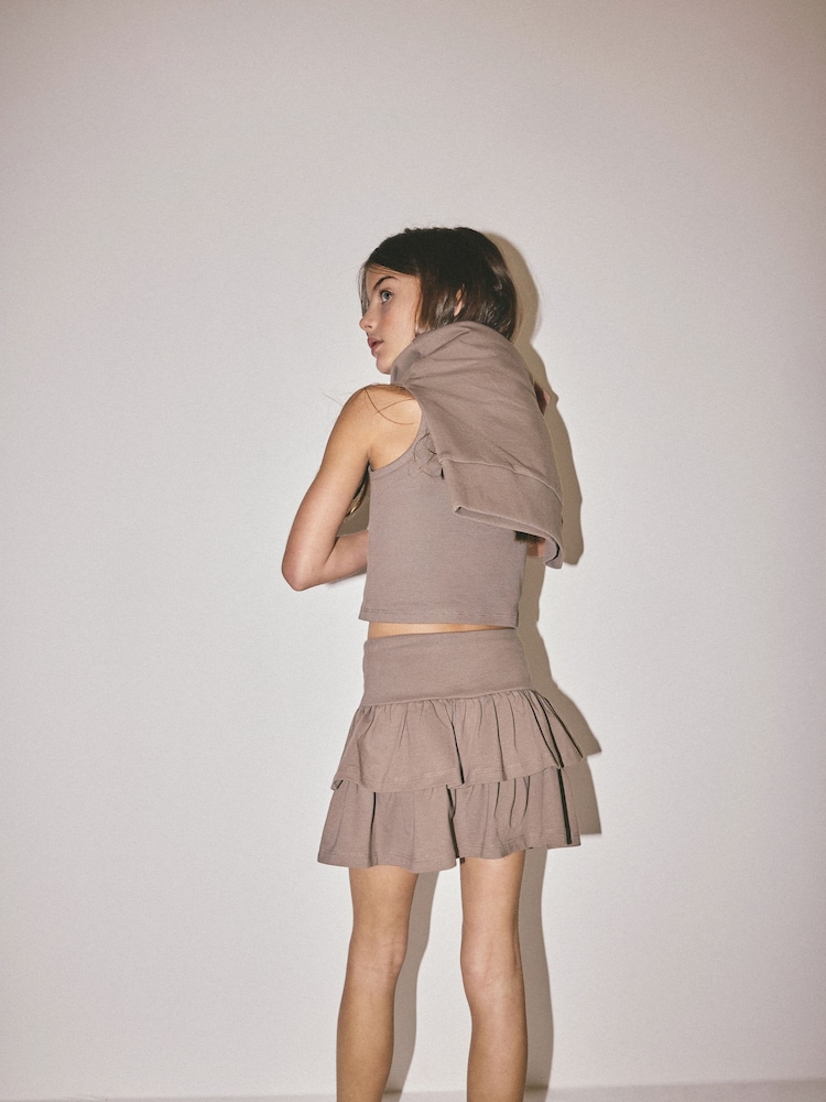 The Set Crew, Rib Vest and Jersey Skirt Set Grey - Image 2 of 6