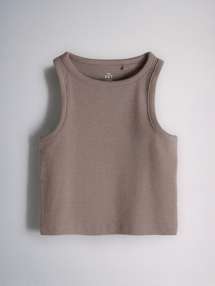 The Set Crew, Rib Vest and Jersey Skirt Set Grey - Image 6 of 6