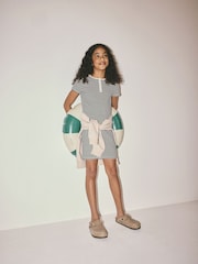 The Set 3 Pack Short Sleeve Rib Henley Dresses Blue/Grey/Stripe - Image 3 of 12