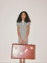 The Set 3 Pack Short Sleeve Rib Henley Dresses Blue/Grey/Stripe - Image 7 of 12