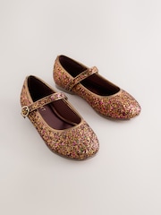 Rust Brown Glitter Standard Fit (F) Touch and Close Fastening Mary Jane Shoes - Image 1 of 5