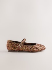 Rust Brown Glitter Standard Fit (F) Touch and Close Fastening Mary Jane Shoes - Image 2 of 5