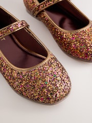 Rust Brown Glitter Standard Fit (F) Touch and Close Fastening Mary Jane Shoes - Image 3 of 5