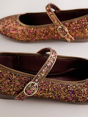 Rust Brown Glitter Standard Fit (F) Touch and Close Fastening Mary Jane Shoes - Image 4 of 5