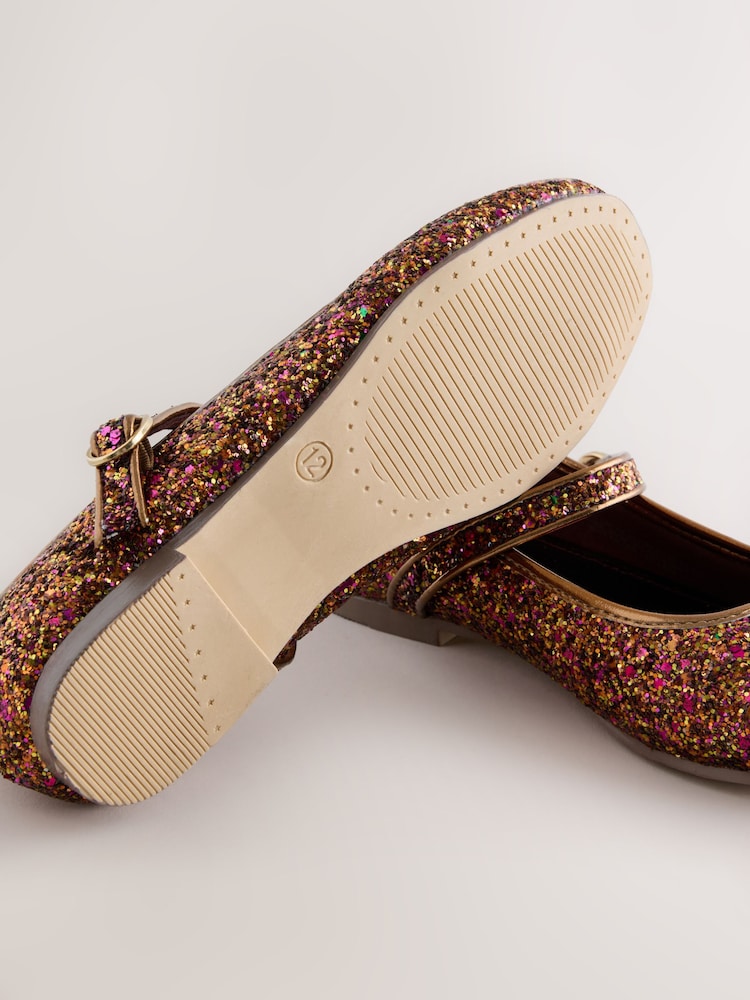Rust Brown Glitter Standard Fit (F) Touch and Close Fastening Mary Jane Shoes - Image 5 of 5 Rust Brown Glitter Standard Fit (F) Touch and Close Fastening Mary Jane Shoes - Image 5 of 5