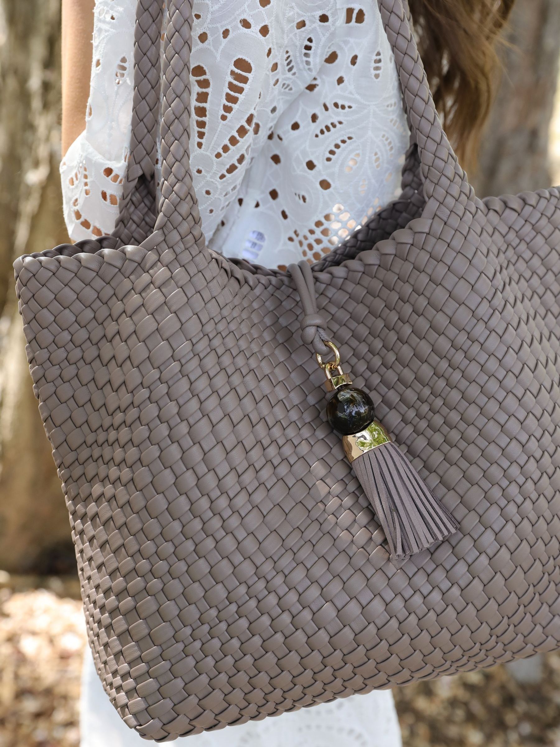 Luella Grey Women's Natural Saskia Large Woven Tote - Image 1