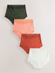 Rust Red Full Brief Ostomy Cotton Lace Stoma Knickers 4 Pack - Image 1 of 7