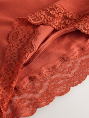 Rust Red Full Brief Ostomy Cotton Lace Stoma Knickers 4 Pack - Image 6 of 7