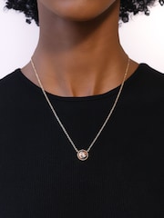 Lauren Ralph Lauren Gold Tone Tort Logo Pendant Necklace - Image 2 of 3