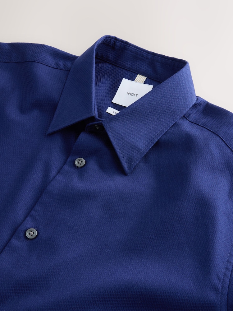 sapphire dress shirt Mens Next Sapphire Blue Regular Fit Cotton Rich Textured Easy Care Smart Shirt US 19 R