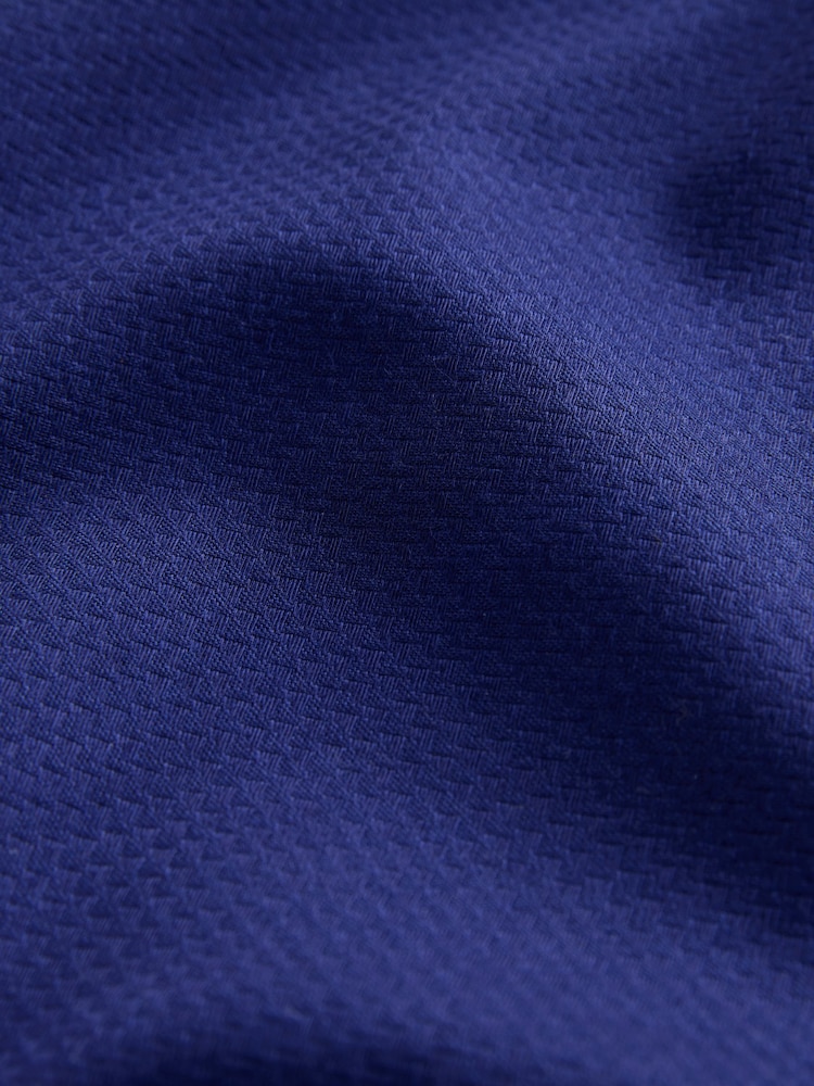 Bleu saphir - Slim Fit (Slim Fit) - Chemise élégante texturée facile d’entretien riche en coton - Image 8 de 8