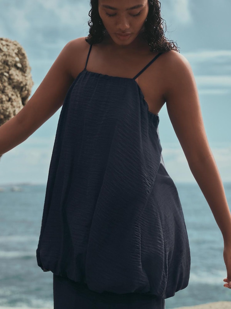 Azul marino - Strappy Bubble Hem Cami Top - Imagen 1 de 9