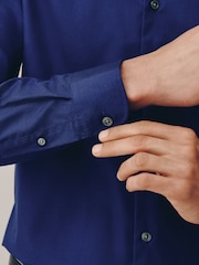 Sapphire Blue Regular Fit Cotton Rich Textured Easy Care Smart Shirt - Image 5 of 8