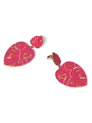 Aela Pink Palm Leaf Drop Earrings - Image 3 of 3