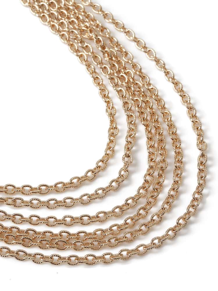 Aela Gold Tone Statement Multirow Chain Necklace - Image 3 of 3 Aela Gold Tone Statement Multirow Chain Necklace - Image 3 of 3