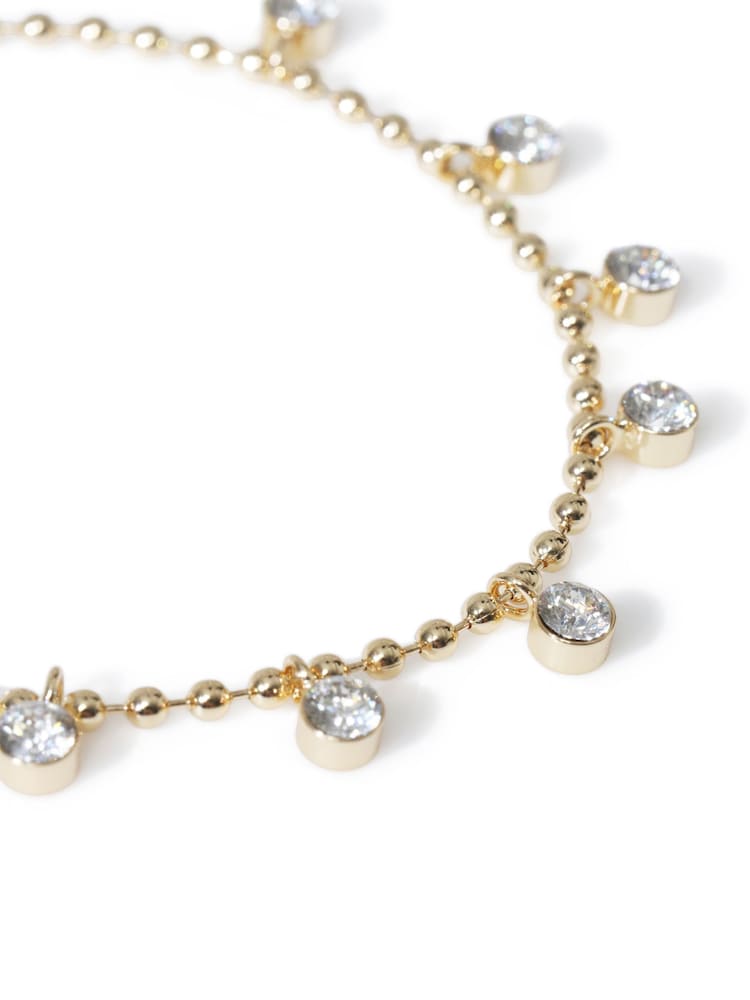 Aela Gold Tone Diamond Simulant Charm Bracelet - Image 1 of 1 Aela Gold Tone Diamond Simulant Charm Bracelet - Image 1 of 1