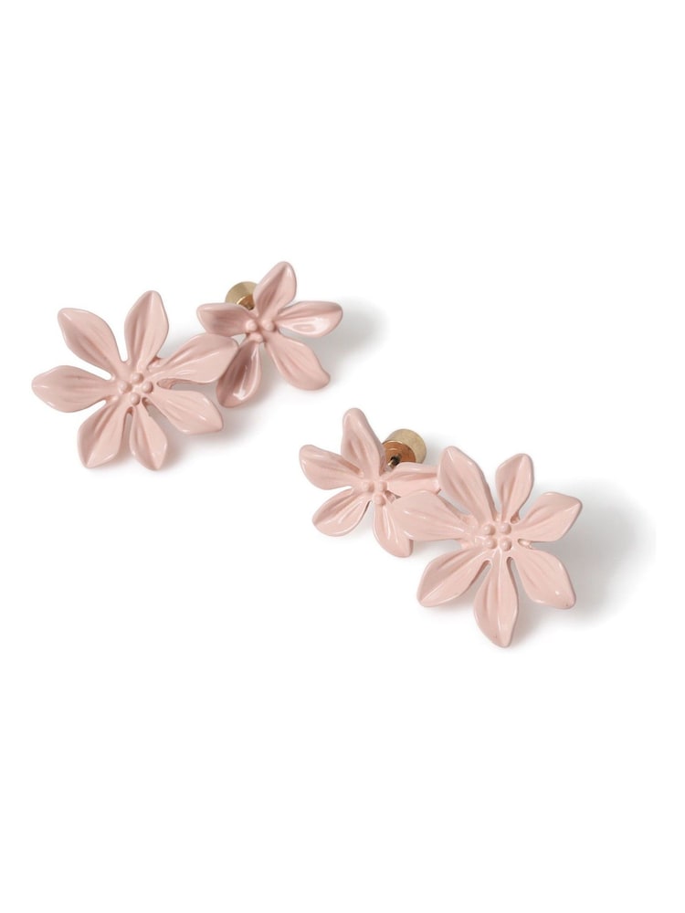 Aela Pink Matte Flower Drop Earrings - Image 2 of 2
