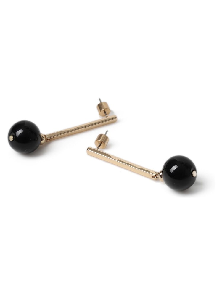 Aela Ball Stick Drop Black Earrings - Image 1 of 2 Aela Ball Stick Drop Black Earrings - Image 1 of 2
