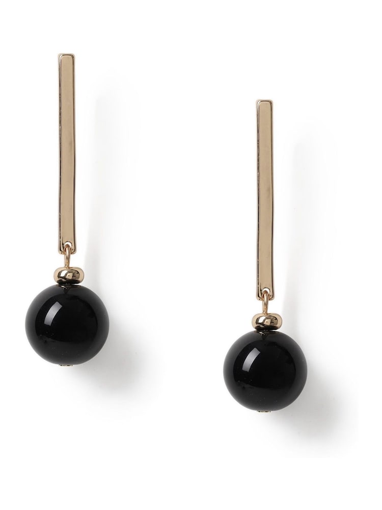Aela Ball Stick Drop Black Earrings - Image 2 of 2 Aela Ball Stick Drop Black Earrings - Image 2 of 2
