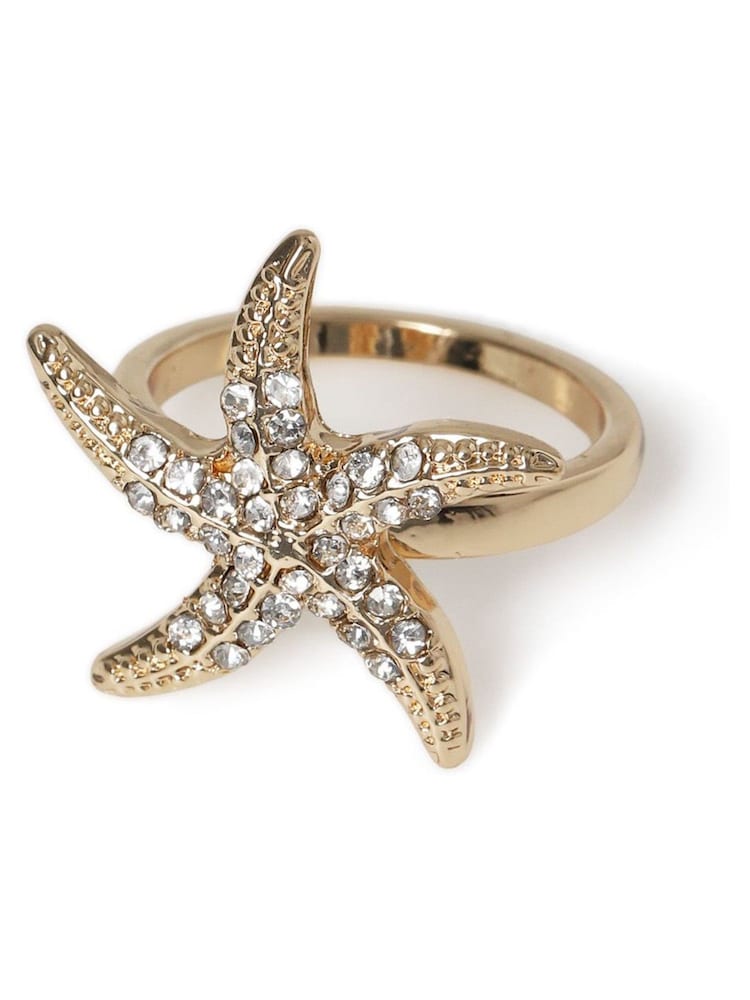 Aela Gold Tone Rhinestone Starfish Ring - Image 1 of 2