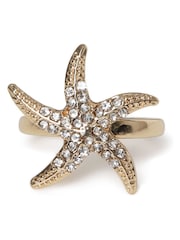 Aela Gold Tone Rhinestone Starfish Ring - Image 2 of 2
