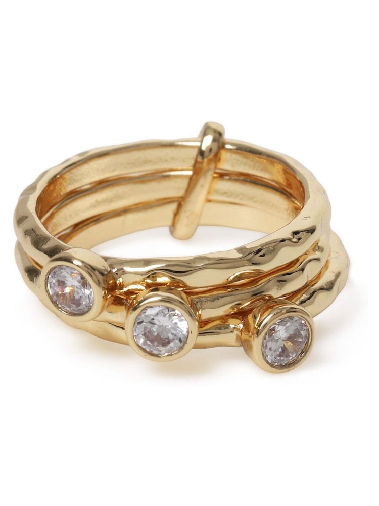 Aela Gold Tone Diamond Simulant Multiband Ring - Imagen 1 de 2