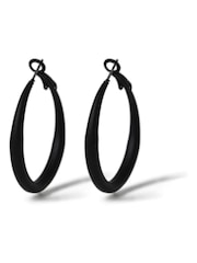Aela Matte Thin Hoop Black Earrings - Image 1 of 2
