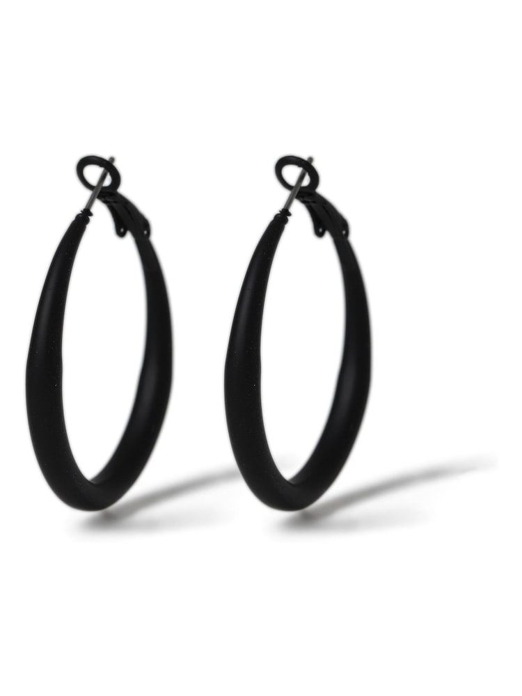 Aela Matte Thin Hoop Black Earrings - Image 1 of 2