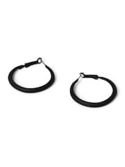 Aela Matte Thin Hoop Black Earrings - Image 2 of 2