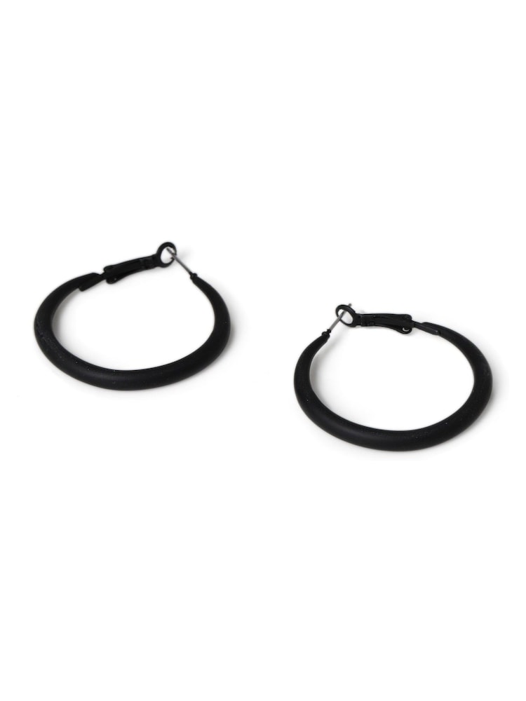 Aela Matte Thin Hoop Black Earrings - Image 2 of 2