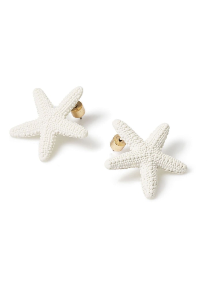 Aela Matte Starfish White Earrings - Imagen 2 de 2