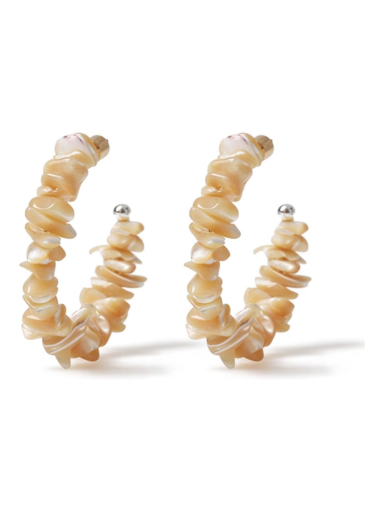 Aela Gold Tone Chipping Hoop Earrings - Image 2 of 3