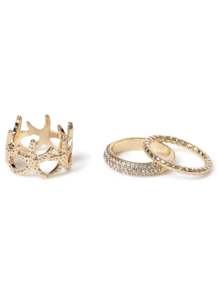 Aela Gold Tone Starfish Rings Multipack - Image 1 of 2