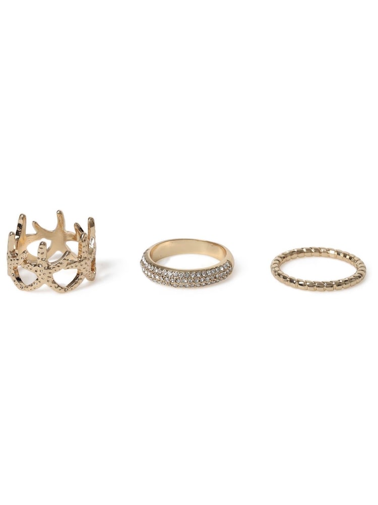 Aela Gold Tone Starfish Rings Multipack - Image 2 of 2