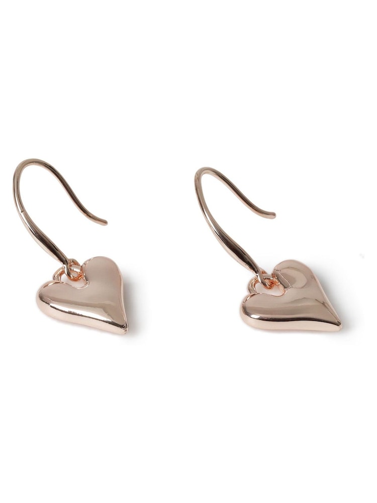 Aela Gold Tone Mini Heart Drop Earrings - Image 2 of 2 Aela Gold Tone Mini Heart Drop Earrings - Image 2 of 2