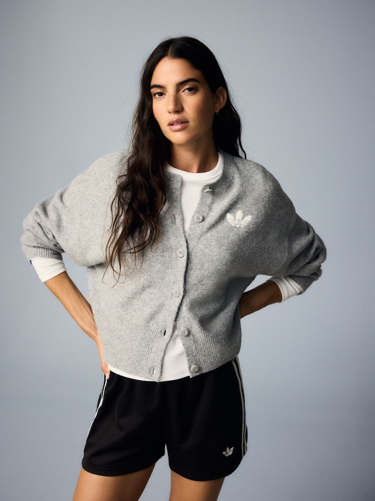 adidas Originals Grey Essential Knit Cardigan - Image 1 of 15 adidas Originals Grey Essential Knit Cardigan - Image 1 of 15